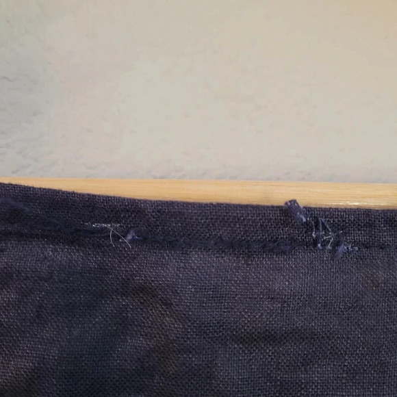 Lin Pour L'autre Women's Blouse Top Size 50 Blue 100% Linen Floral Roll Sleeves - Picture 6 of 10